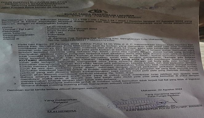 Preman Beraksi di Makassar Sopir Pete-Pete Dipaksa Bayar dan Terancam Kekerasan