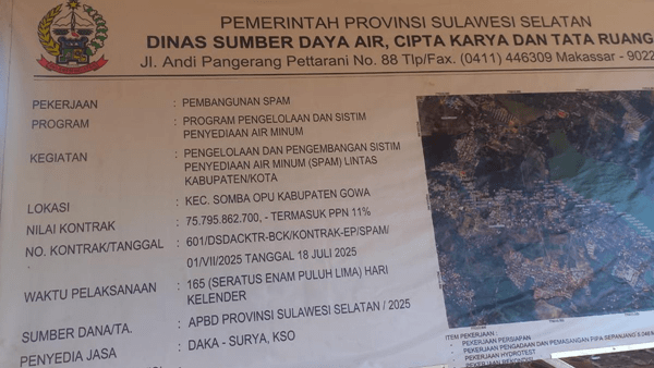 Kontrak Jalan, Pekerjaan Molor, Proyek SPAM Gowa Jadi Sorotan Tajam