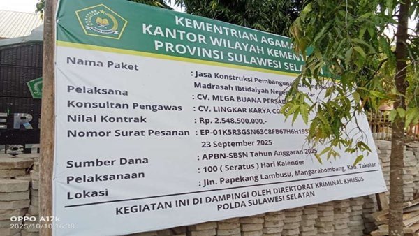 Didampingi Krimsus Tapi Tetap Ambruk, Proyek MIN 2 Takalar Bikin Heboh Warga