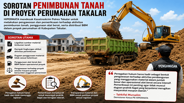 Penimbunan Tanah dan Operasional Alat Berat di Takalar Diminta Dibongkar Tanpa Ampun