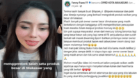 Tangkapan layar unggahan status Owner kosmetik asal Makassar, Fenny Frans (FF), di media sosial yang menuai beragam komentar dari netizen. (Foto kolase) Fenny Frans Sentil Owner Kosmetik Merkuri, Publik Malah Ramai Mencibir