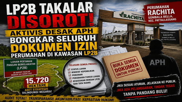 Tompo Sawakong Desak APH Bongkar Dokumen Perumahan Rachita dan Telusuri Status Lahannya