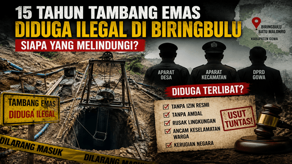 15 Tahun Tambang Emas Diduga Mengacak-Acak Biringbulu, Siapa yang Bermain di Belakang Layar?