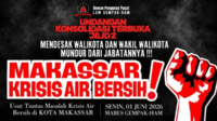 Poster Konsolidasi Terbuka Jilid 2 yang disebarkan DPP LSM GEMPAK-HAM sebagai bentuk respons terhadap krisis air bersih yang dikeluhkan warga Kota Makassar. Makassar Haus, Pemimpin Disorot! GEMPAK-HAM Buka Front Perlawanan Krisis Air